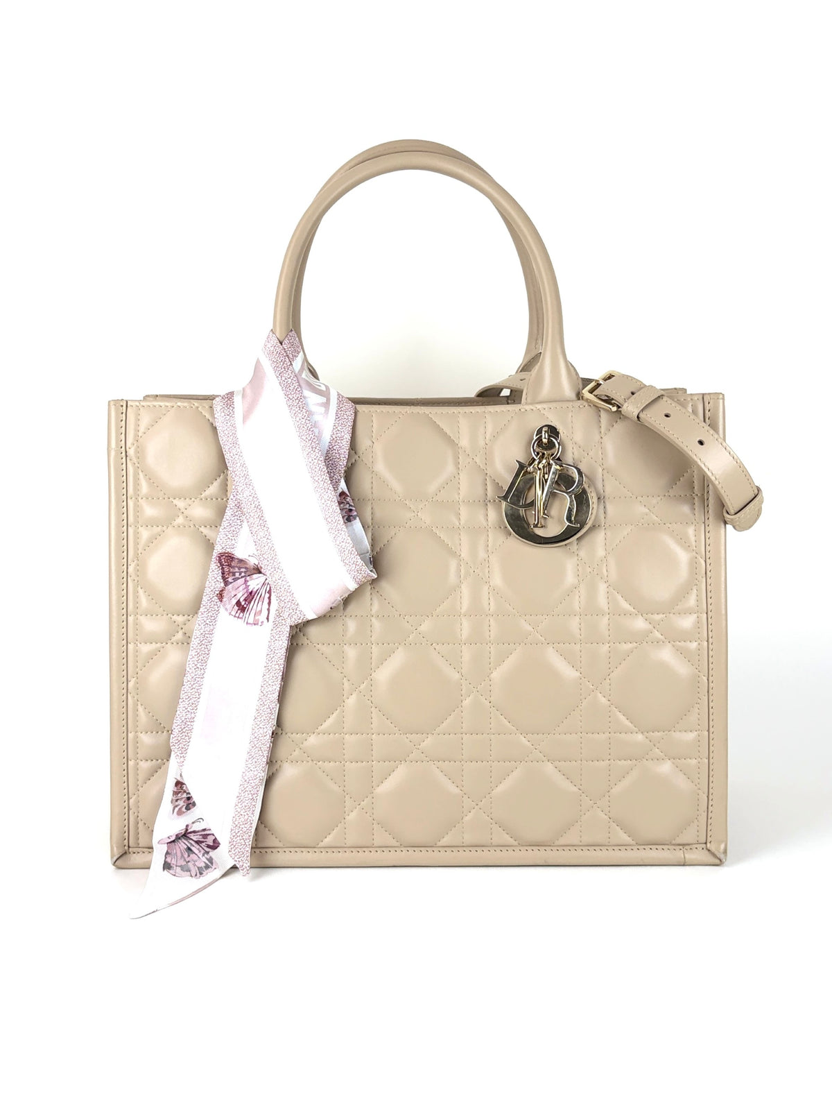 Christian Dior powder beige  macrocannage calfskin Dior book tote bag