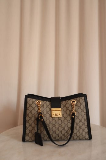 Gucci Bicolor GG Supreme Padlock Shoulder Bag