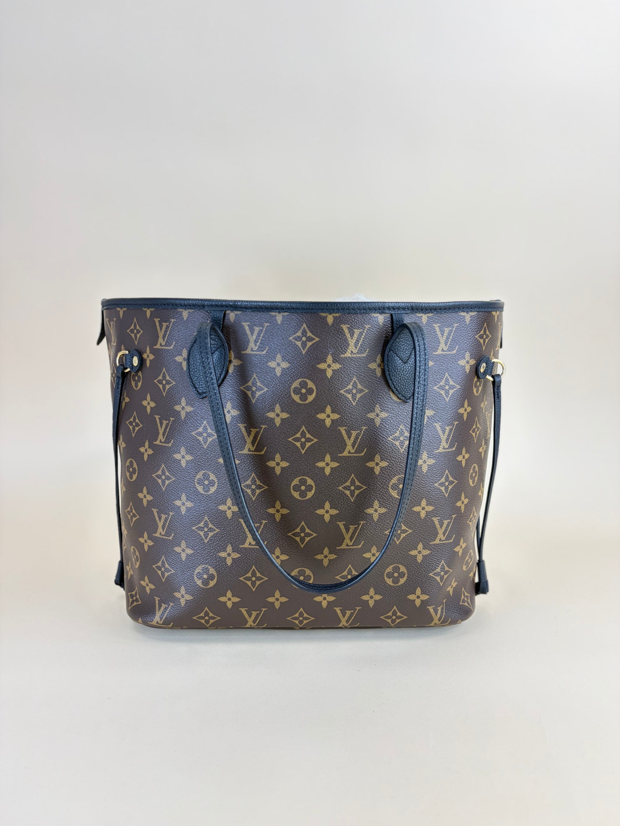 louis Vuitton never full inside out mm pouch monogram and black