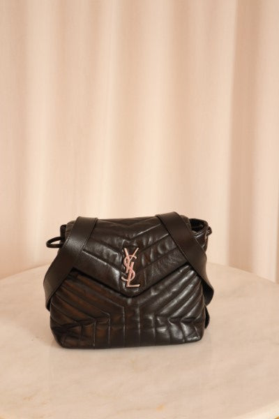 YSL Black Quilted Loulou Small Backpack Bag