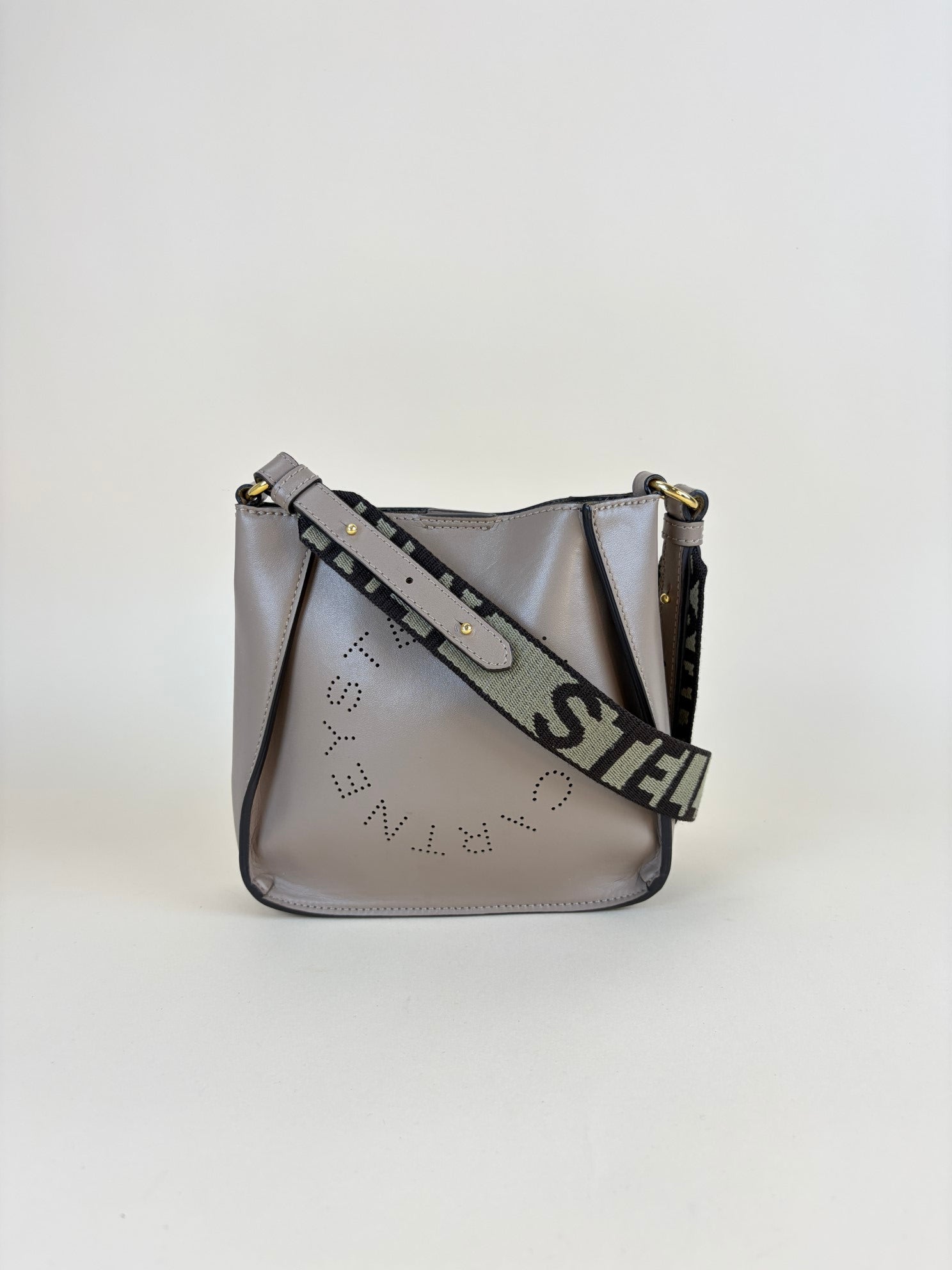 Stella Mccartney Beige Tiny Logo Square Crossbody Bag