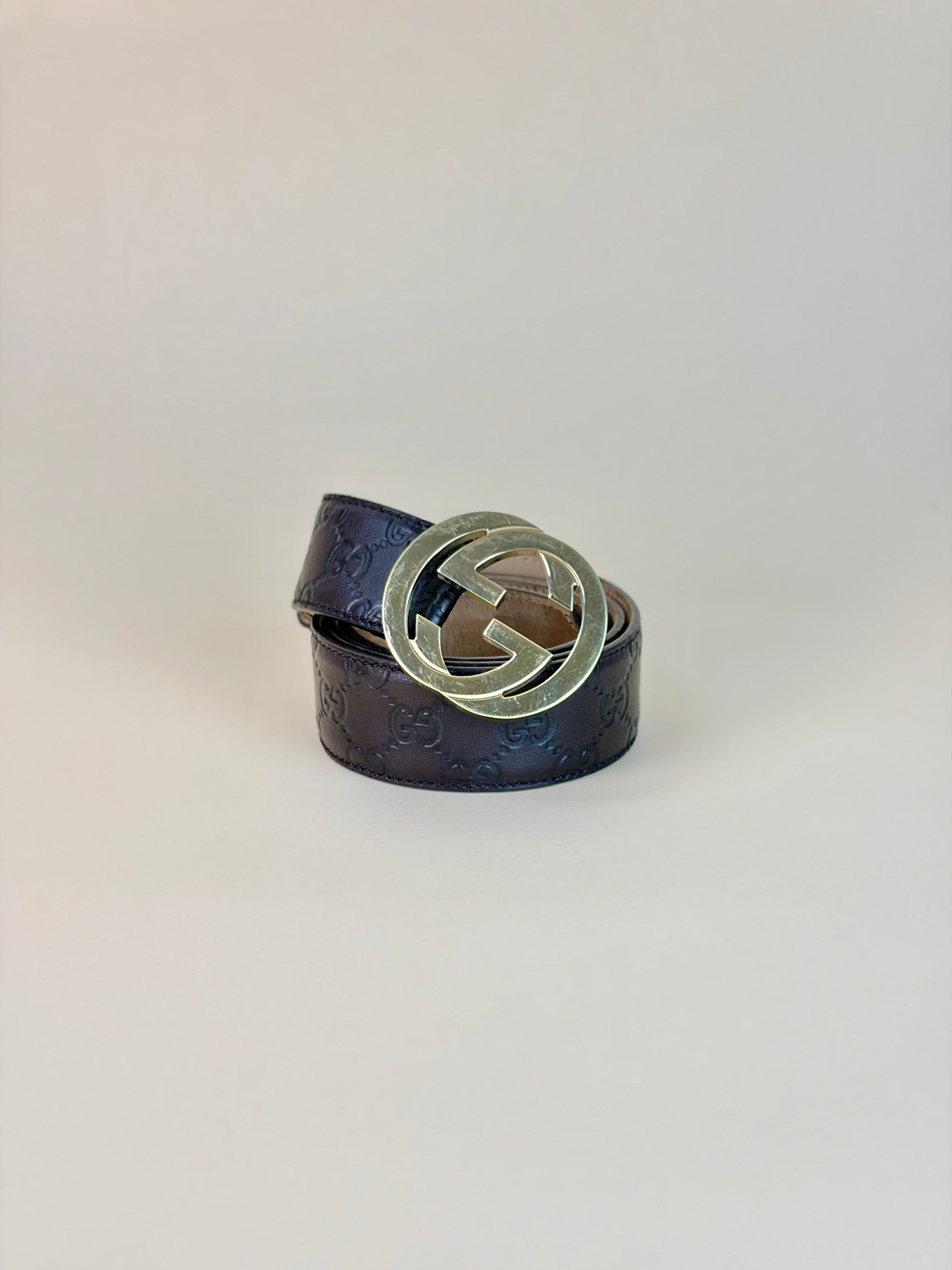 Gucci brown gg guccissima leather Interlocking g buckle belt