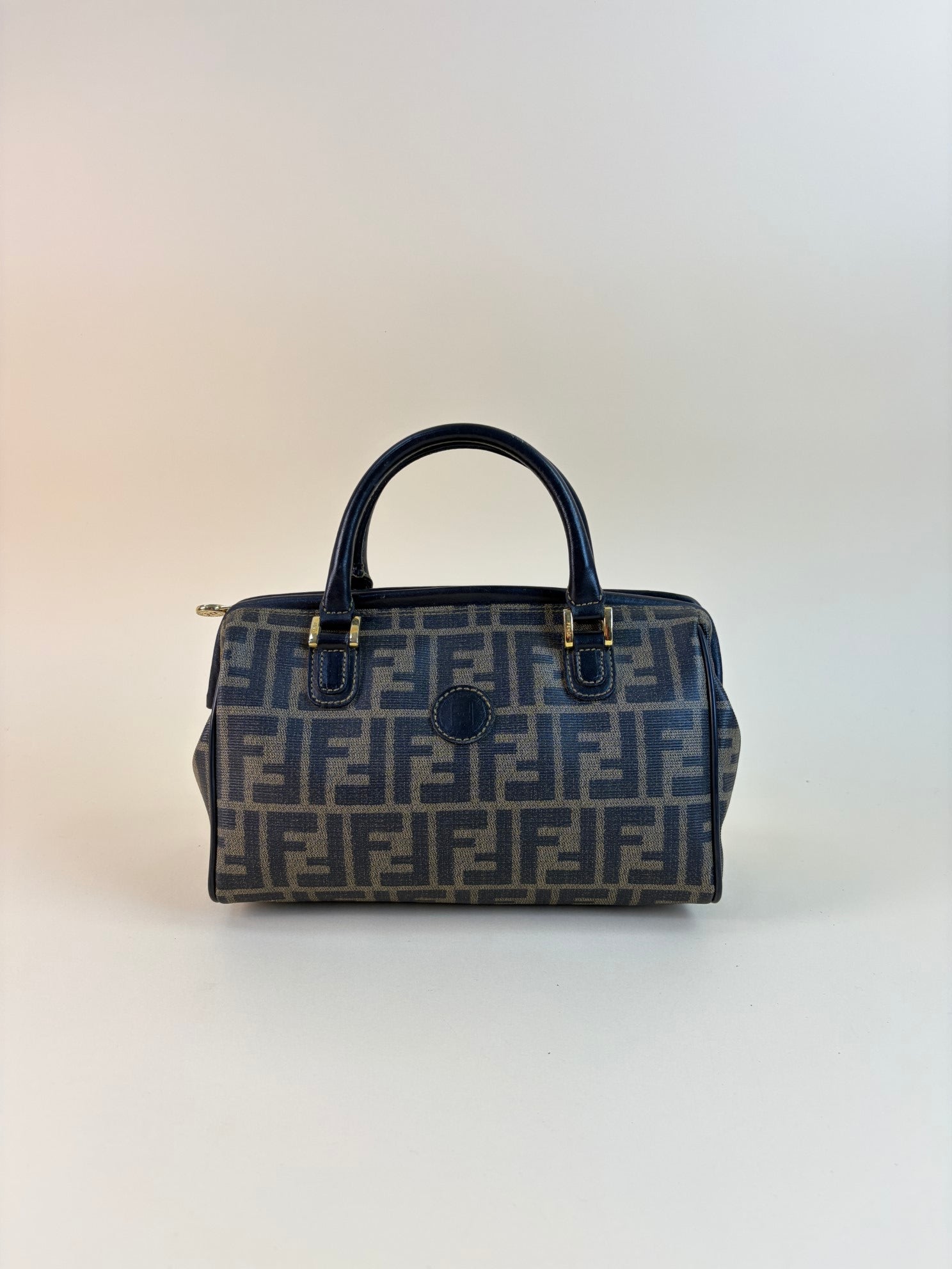 FENDI vintage Zucca boost on bag ff logo top handle bicolor black and brown