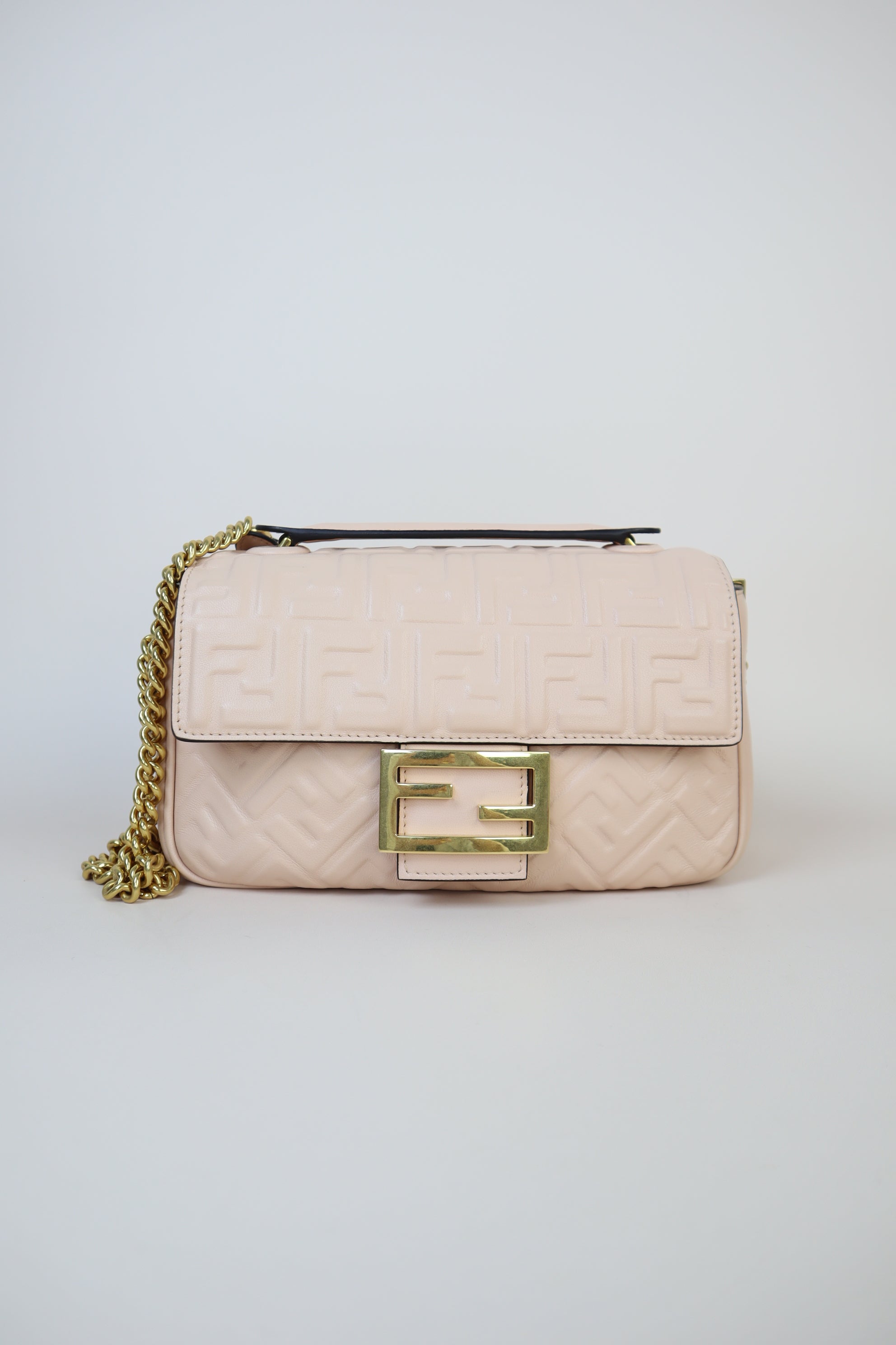 Fendi Pink Baguette Chain Small Midi Bag