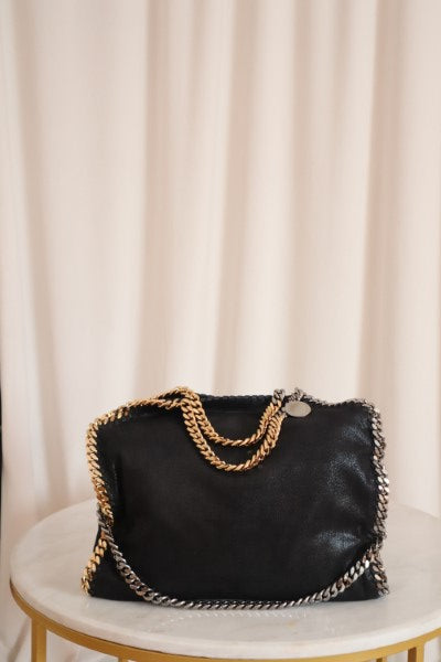 Stella Mccartney Black Falabella 3 Chains Foldover Tote Bag