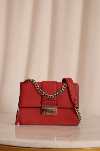 Prada Red Pattina Shoulder Bag