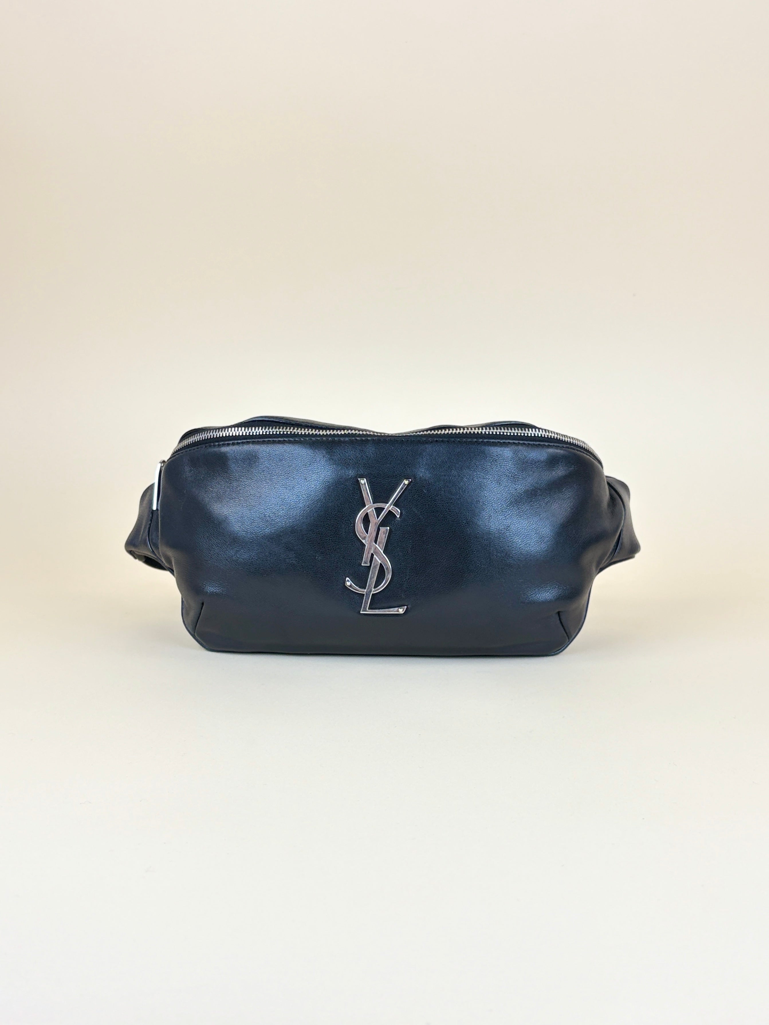 YSL Black Cassandre Classic Belt Bag