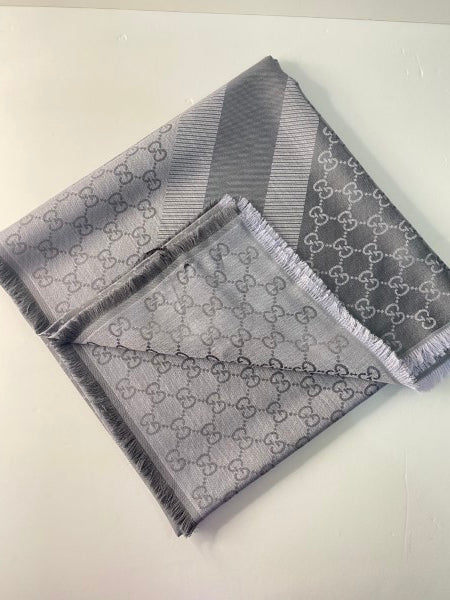 Gucci Light Grey GG Print Scarf