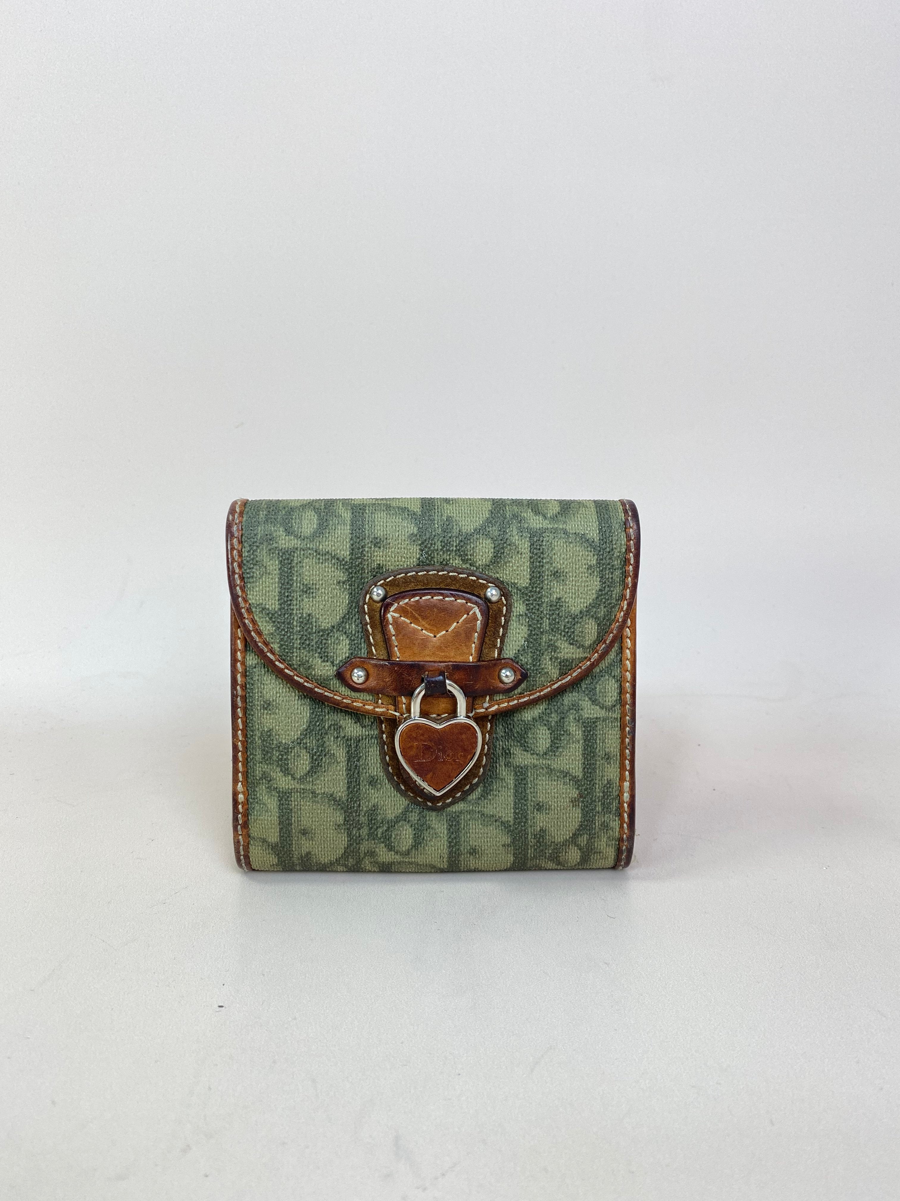 Christian Dior Green Romantique Oblique Wallet