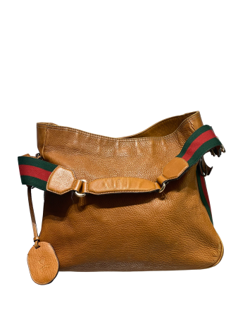 Gucci Brown Heritage Web Striped Hobo Bag