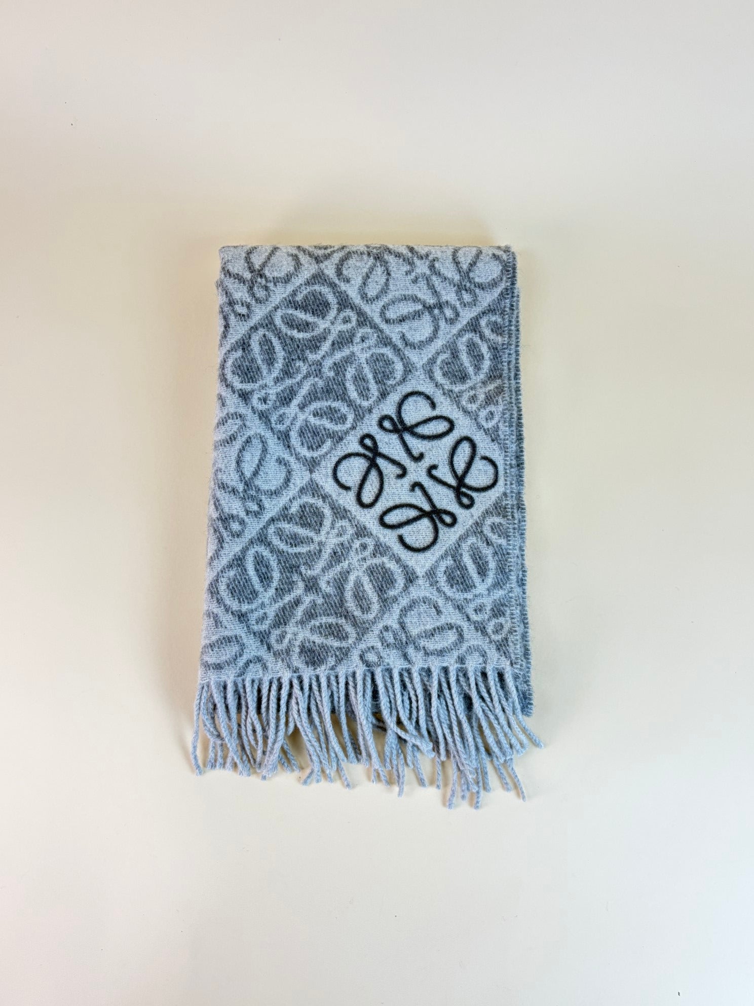 Loewe Gray Anagram Wool Cashmere with Fingered Scarf