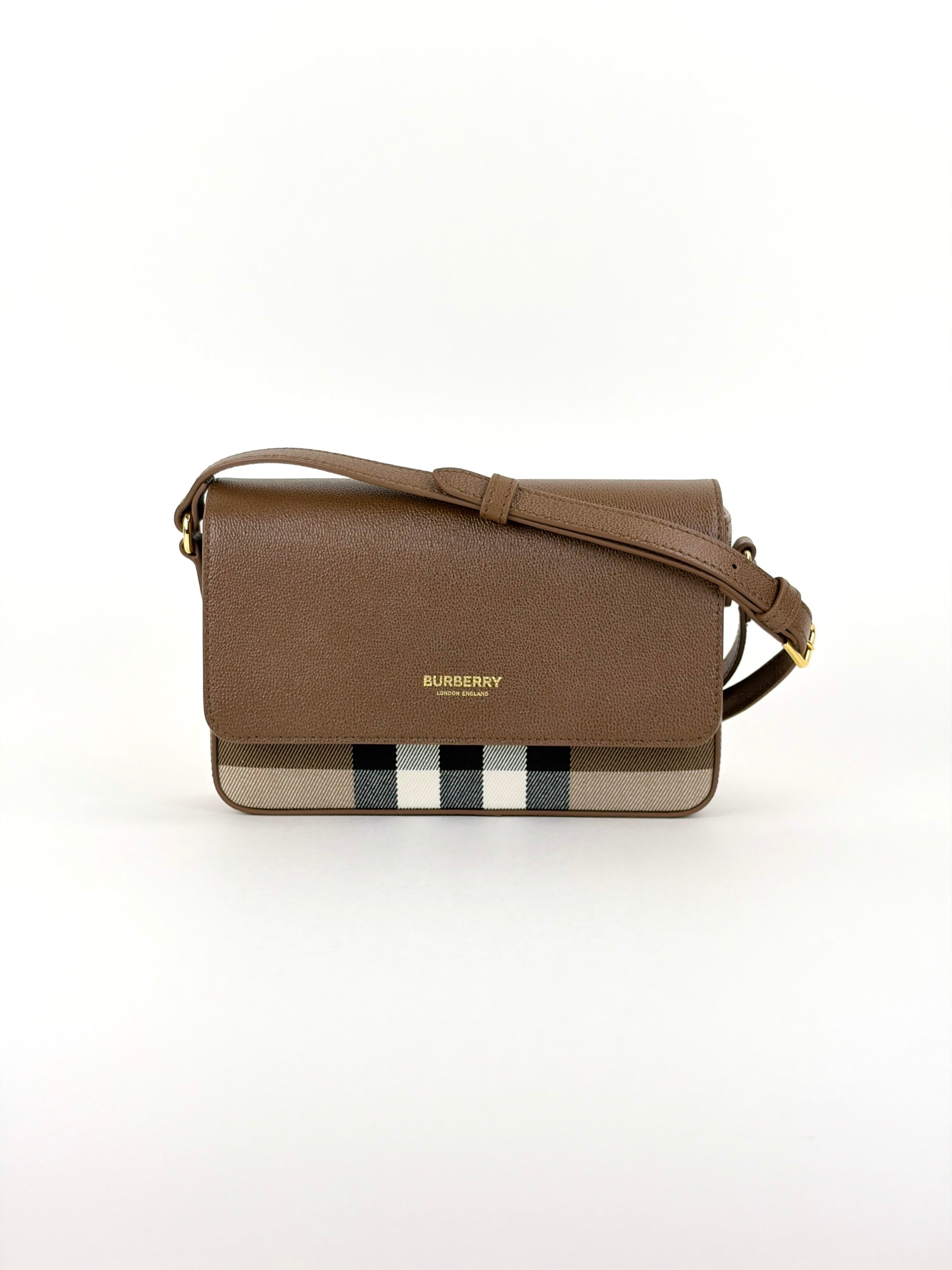Burberry   beige earth check tartan mix new Hampshire crossbody bag