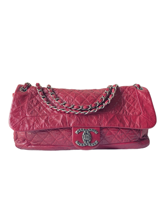 Chanel Red Crinkled Shoulder Bag