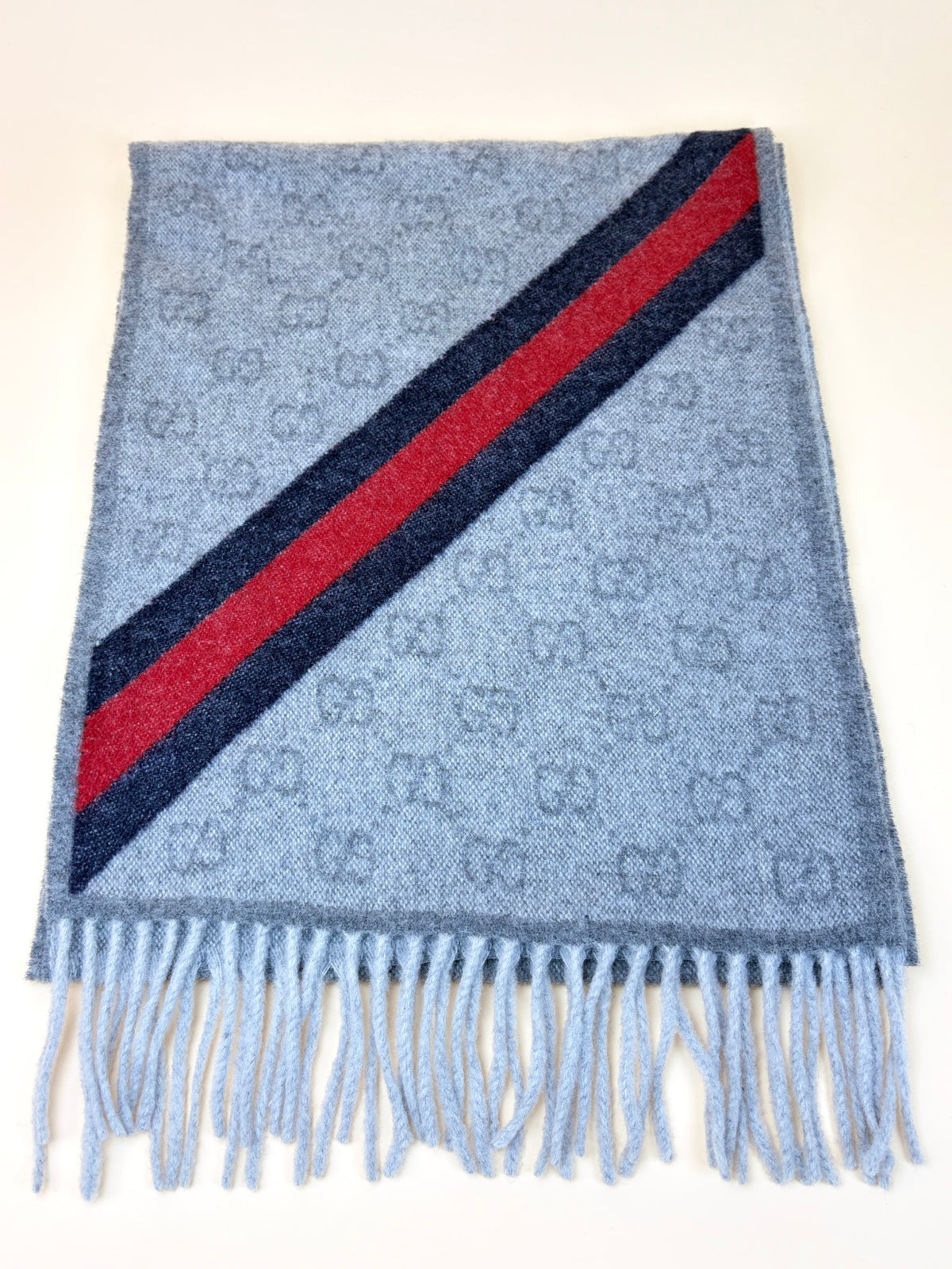 Gucci grey gg Nikky Web Wool Scarf