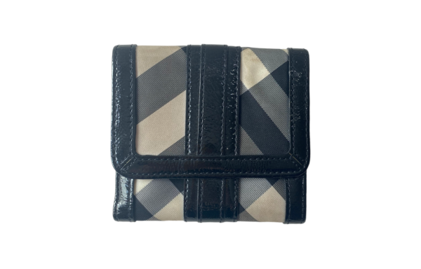 Burberry Black Beat Check Small Wallet