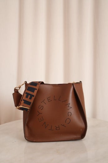 Stella Mccartney Brown Mini Logo Crossbody Bag