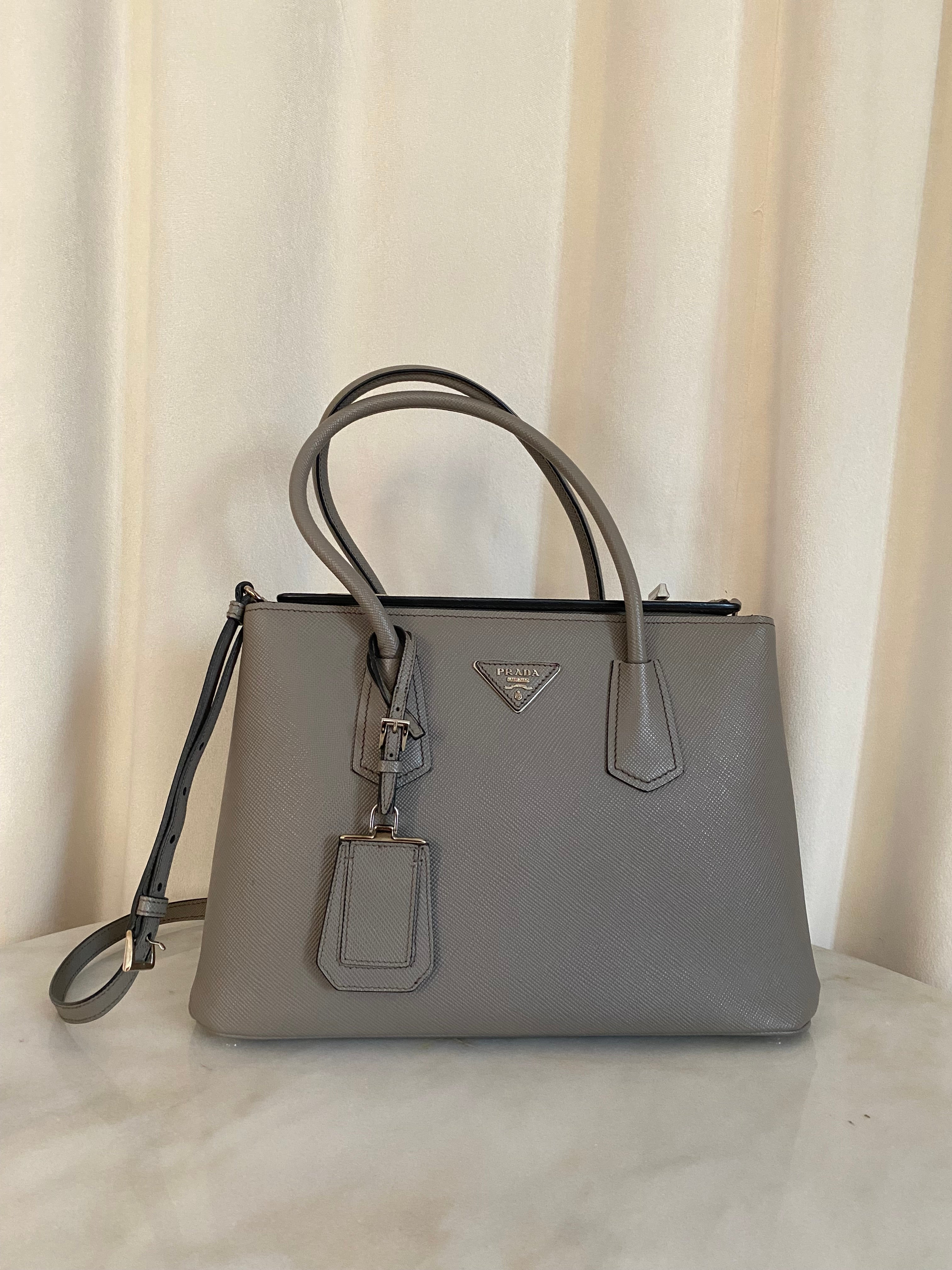 Prada Grey Twin Tote Bag