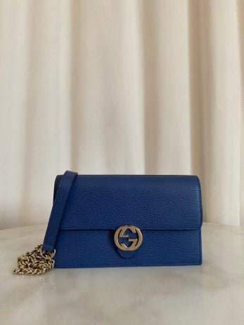 Gucci Blue Interlocking GG Shoulder WOC