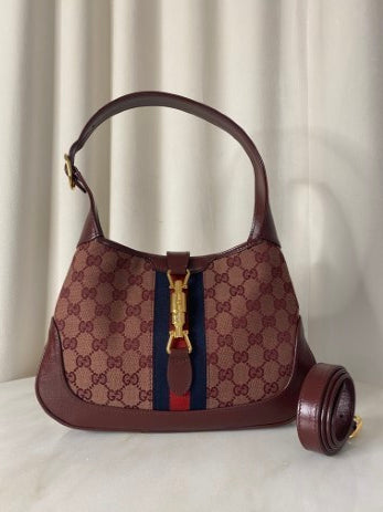 Gucci Burgundy GG Supreme Jackie 1961 Small Shoulder Bag