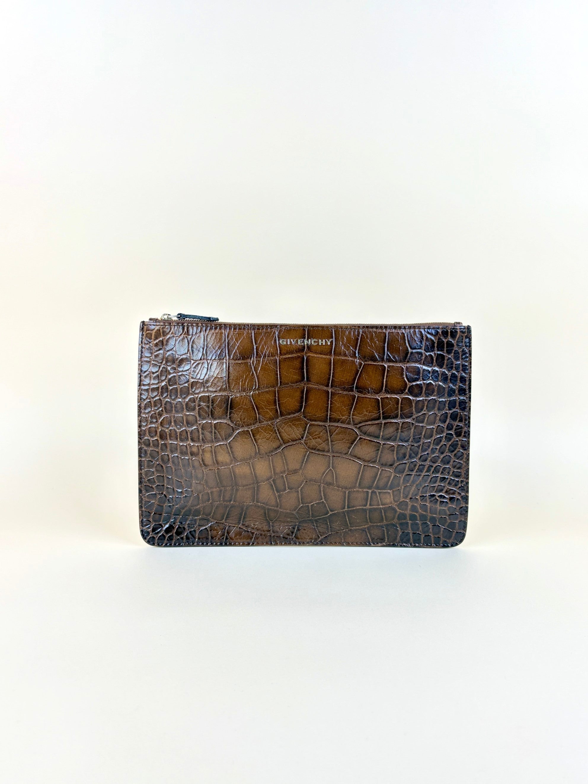 Givenchy Dark Brown Antigona Medium Zip Clutch