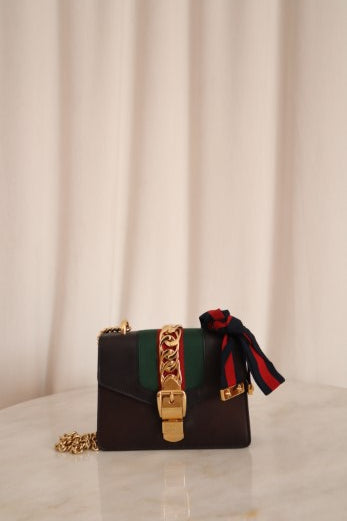 Gucci Black Sylvie Chain Mini Crossbody Bag
