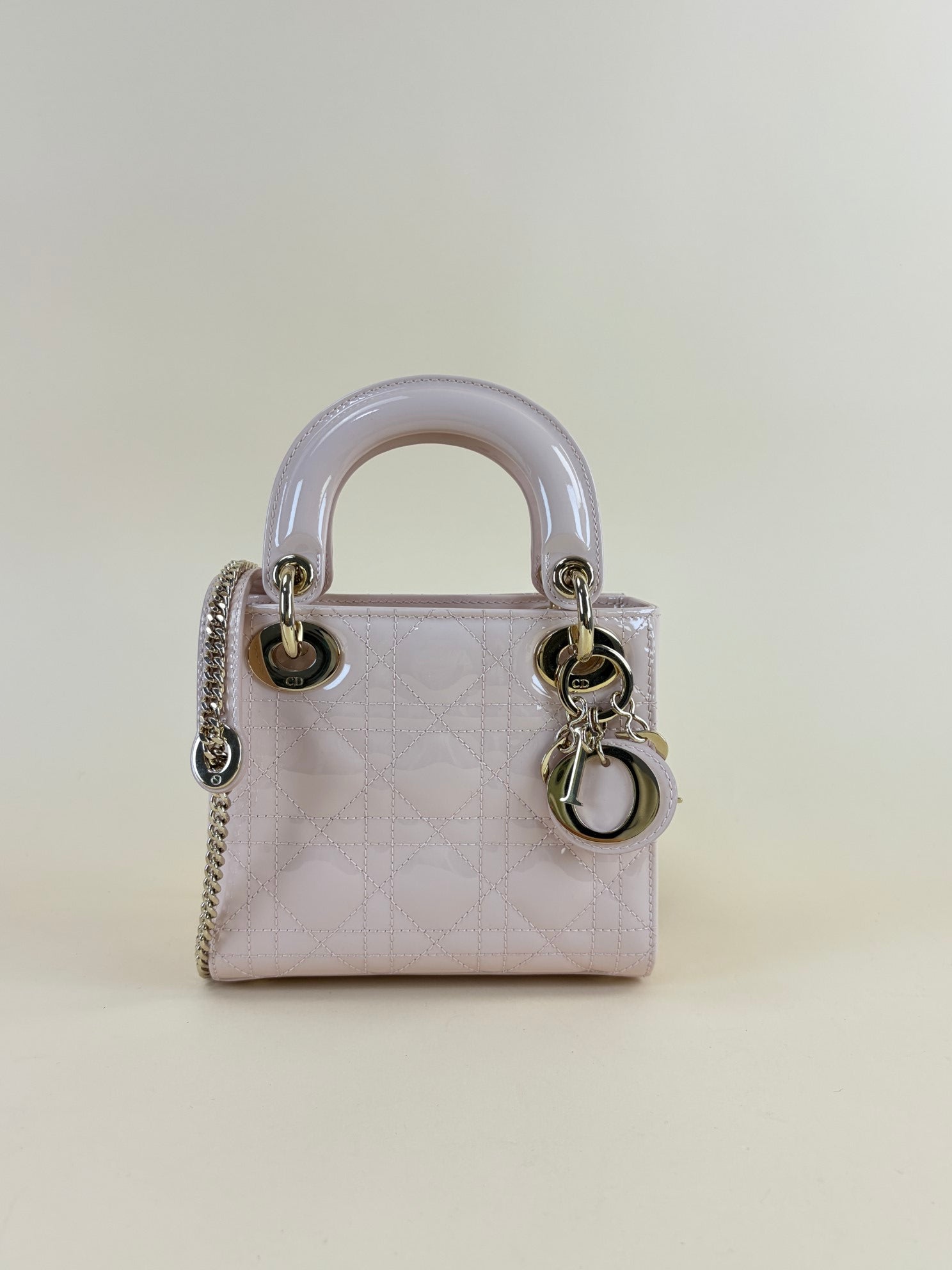 Christian Dior Powder Pink Lady Dior Mini Bag with Chains