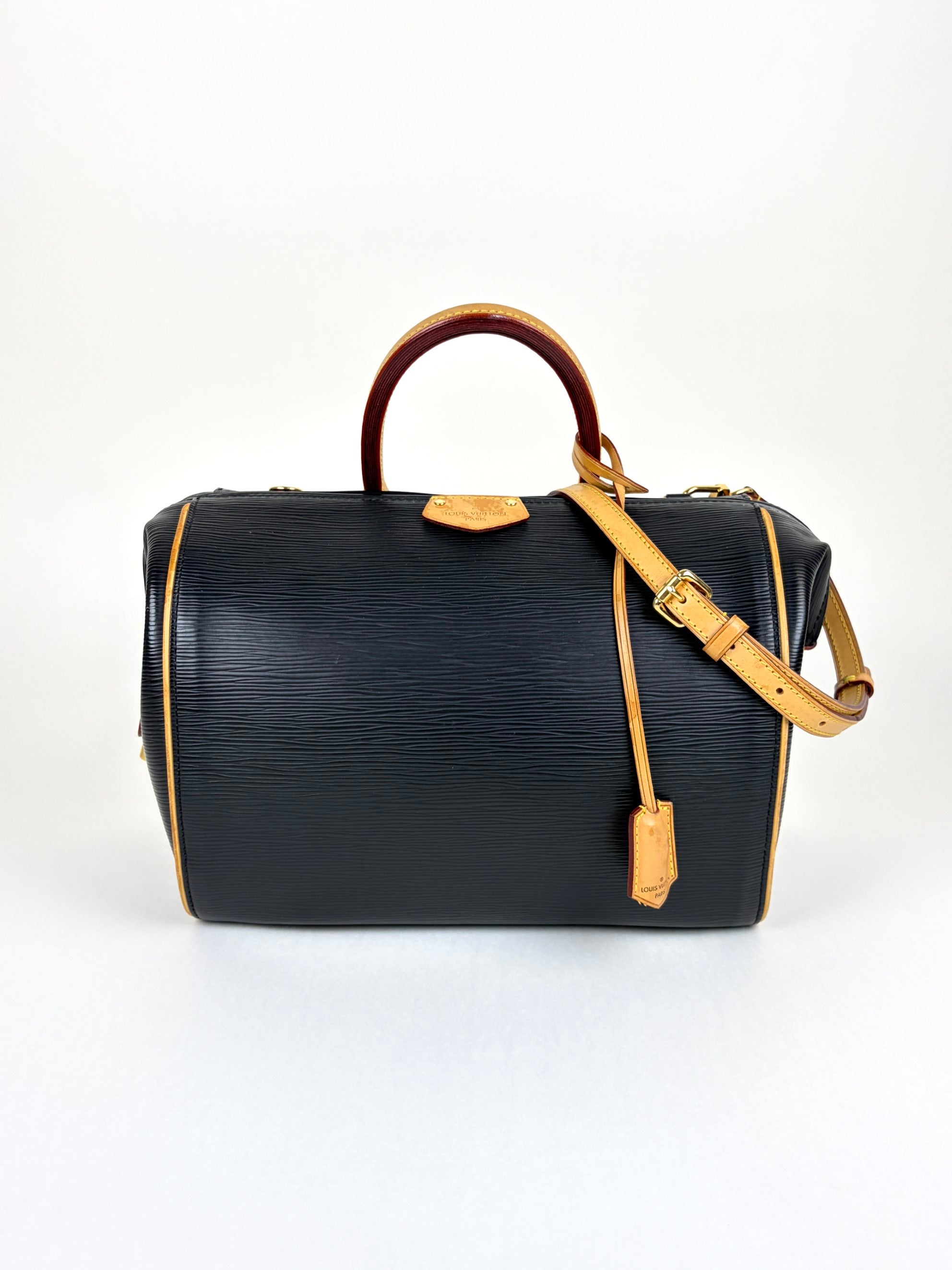 Louis Vuitton black epi leather doc speedy pm bag