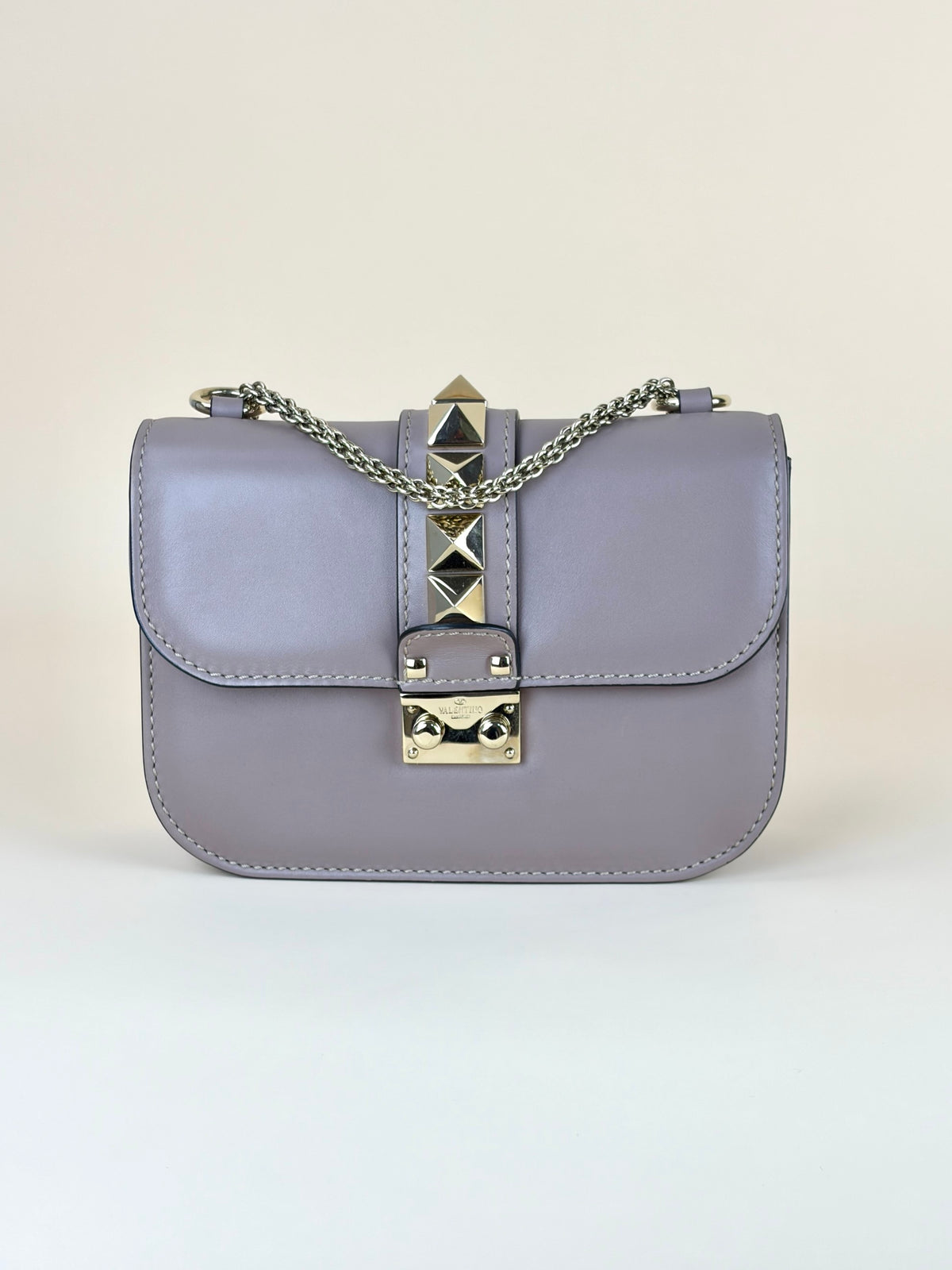 Valentino Poudre pink leather Glam Lock Small Shoulder Bag