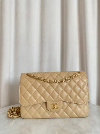 Chanel Beige Clair Jumbo Double Flap Bag