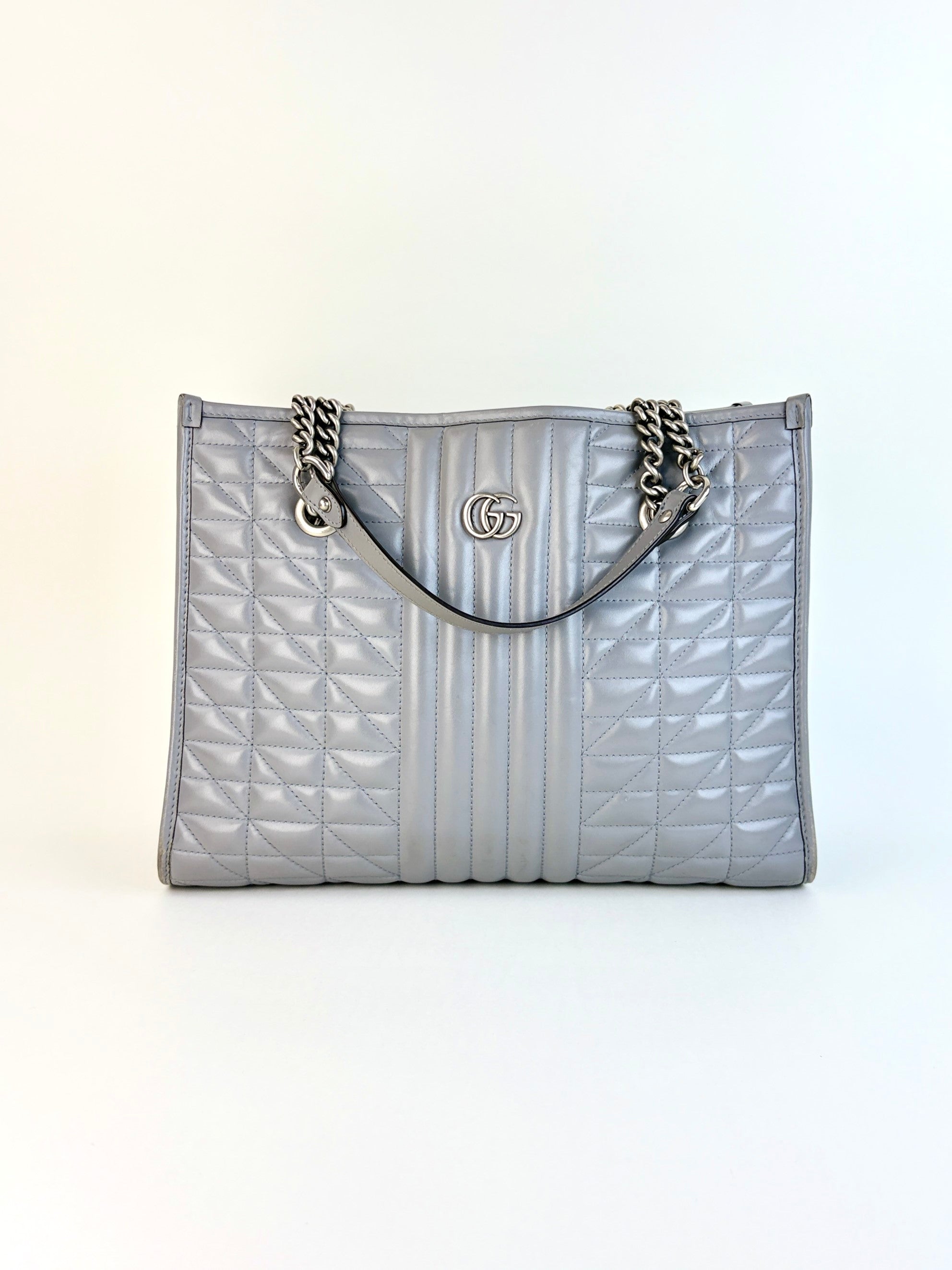 Gucci grey gg Marmont matelassé shopping tote bag