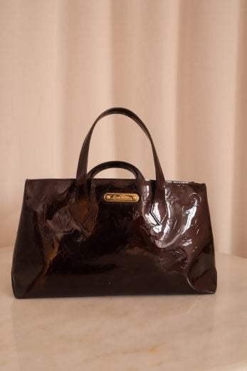 Louis Vuitton Burgundy Monogram Vernis Wilshire PM Tote Bag