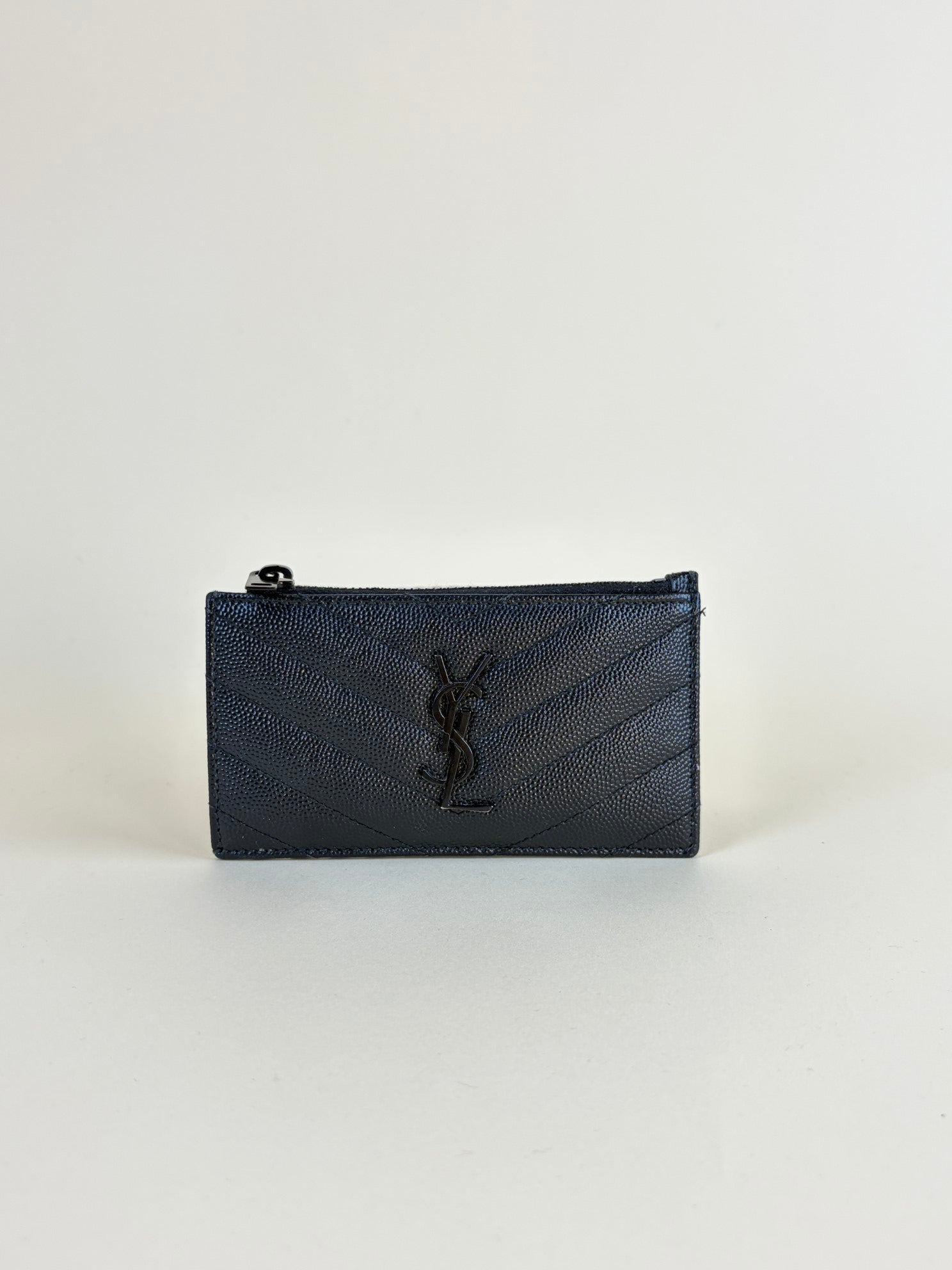 YSL cardholder black leather