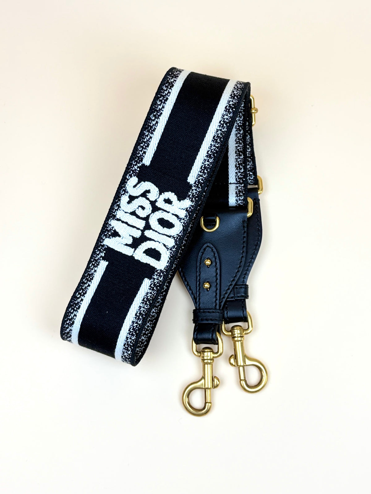 Christian Dior black mis dior embroidery adjustable shoulder strap