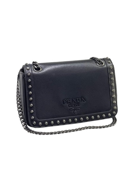 Prada Black Flap Studded Bag