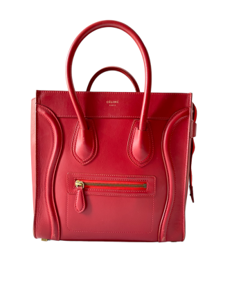 Celine Red Micro Luggage Tote Bag