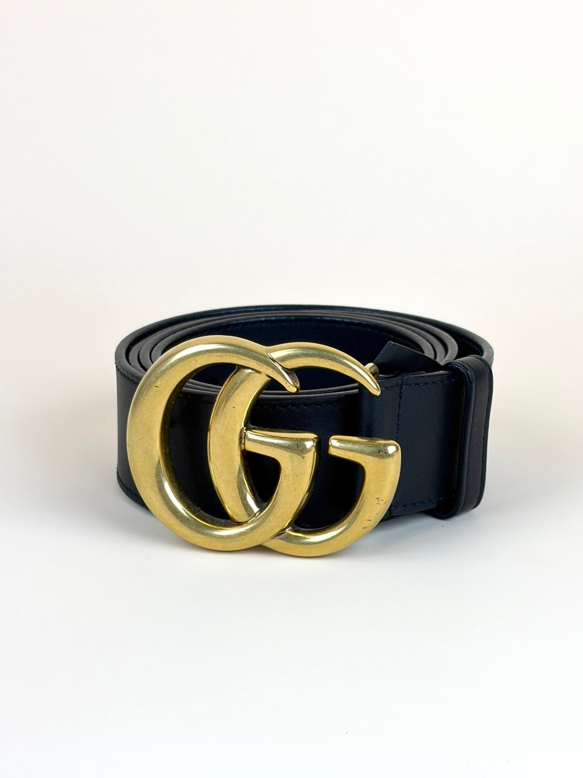 Gucci black leather gg marmont wide belt 40mm