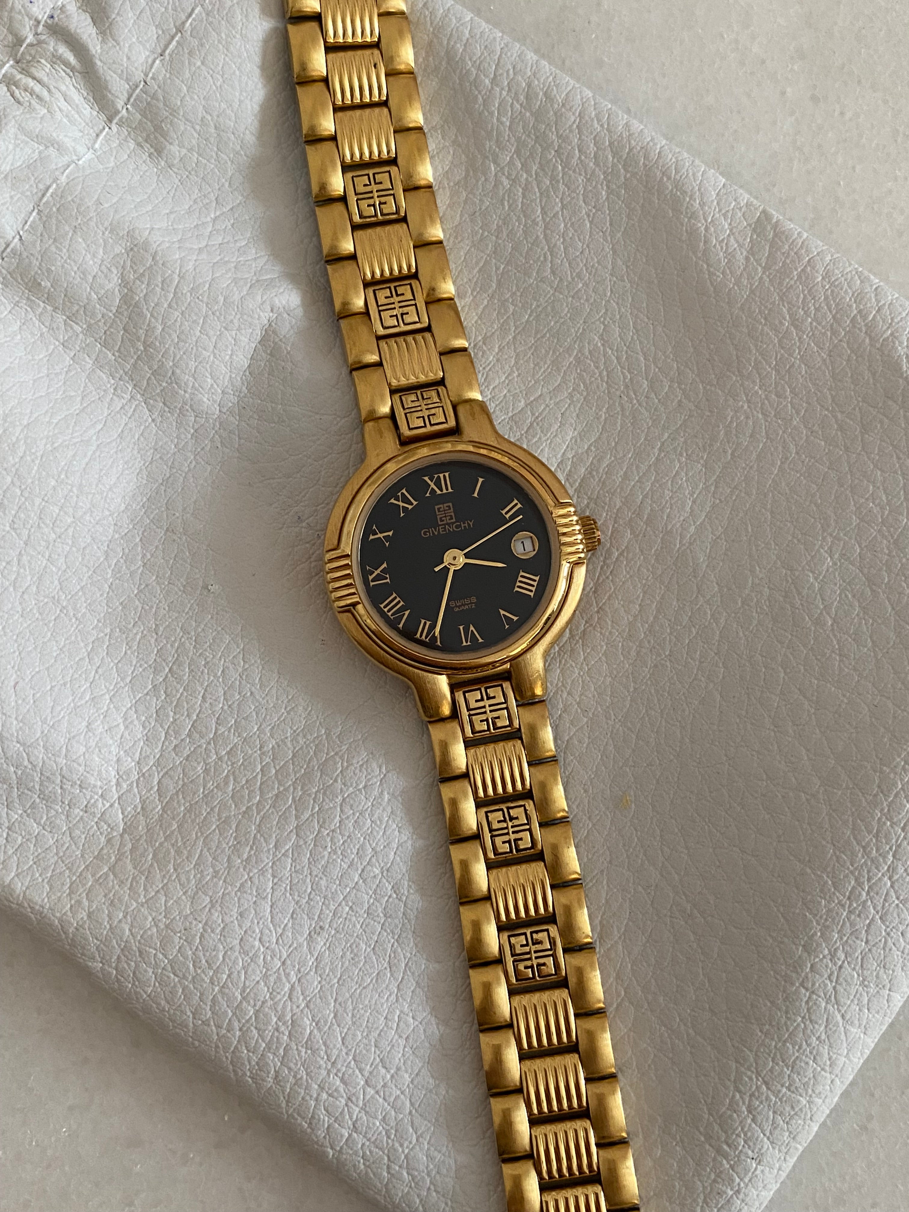 Givenchy Gold Round Face Logo Bezel Watch