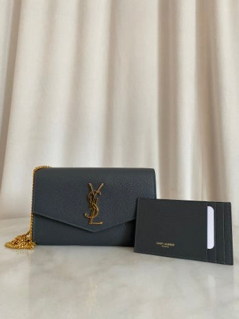 YSl Grey Uptown WOC W/ Card Holder