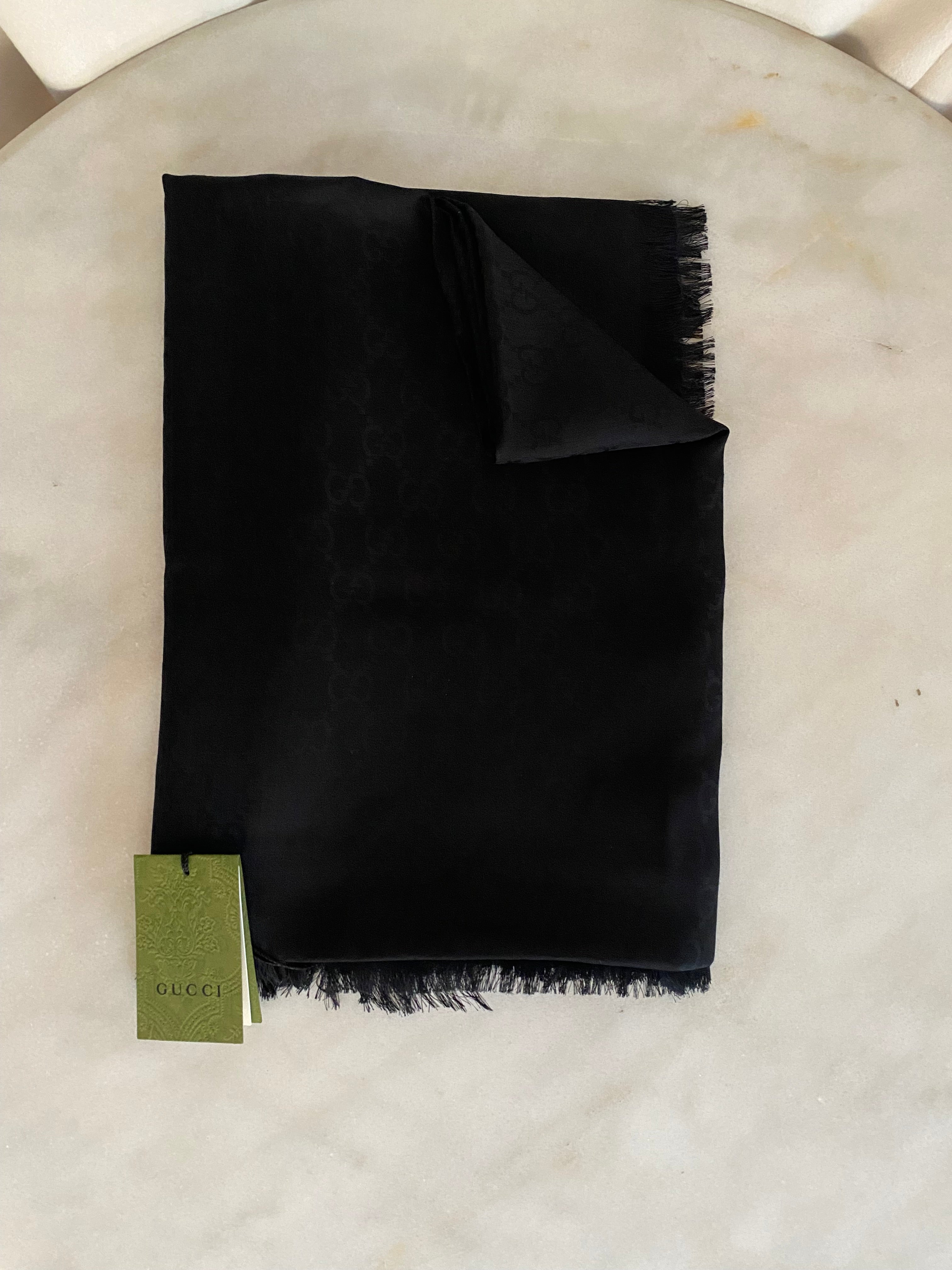 Gucci Black GG Scarf