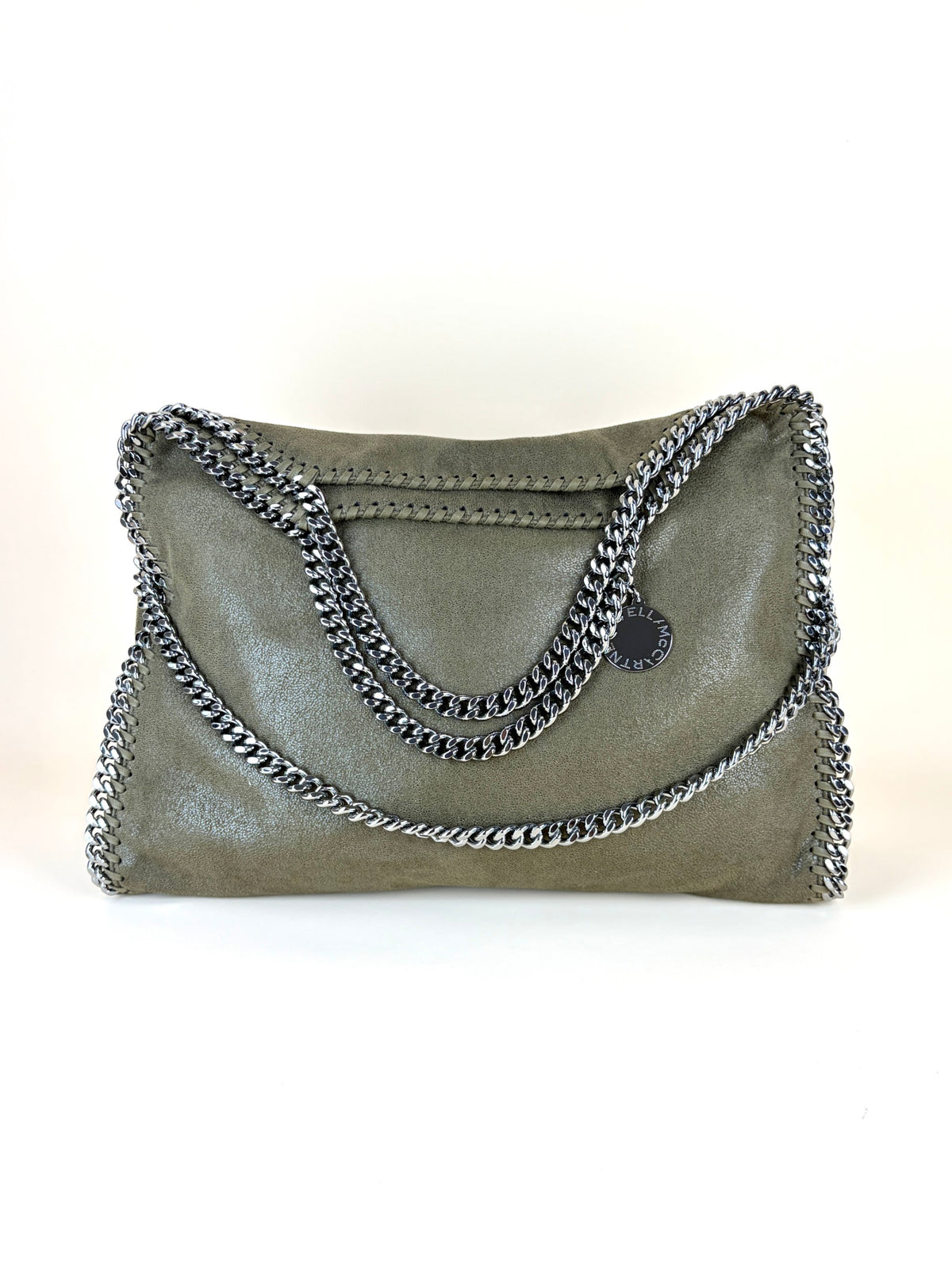 Stella McCartney black Falabella fold over silver Bag
