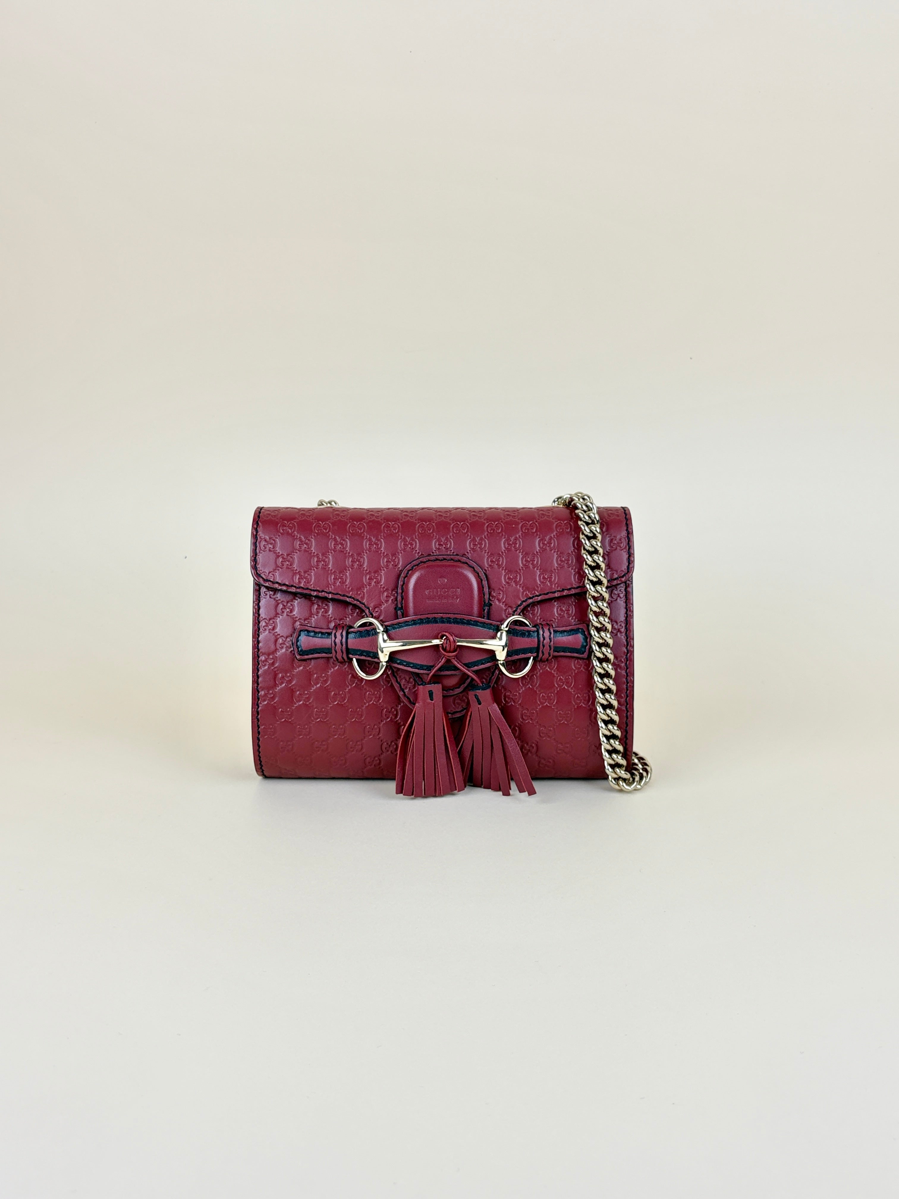 Gucci Rosso Soft Microguccissima Mini Emily Chain Shoulder Bag
