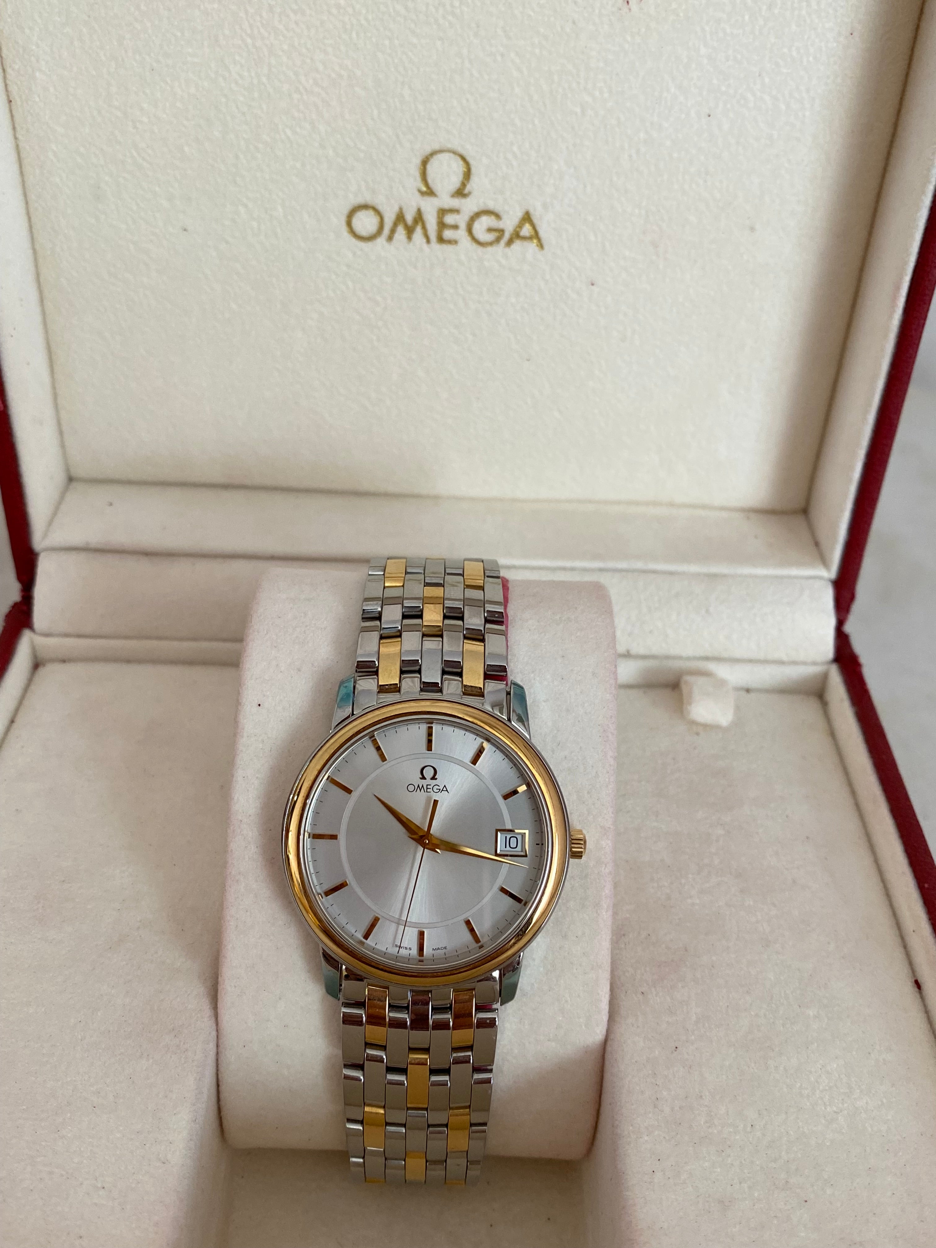 Omega Stainless Steel Yellow Gold De Ville Prestige Date Watch