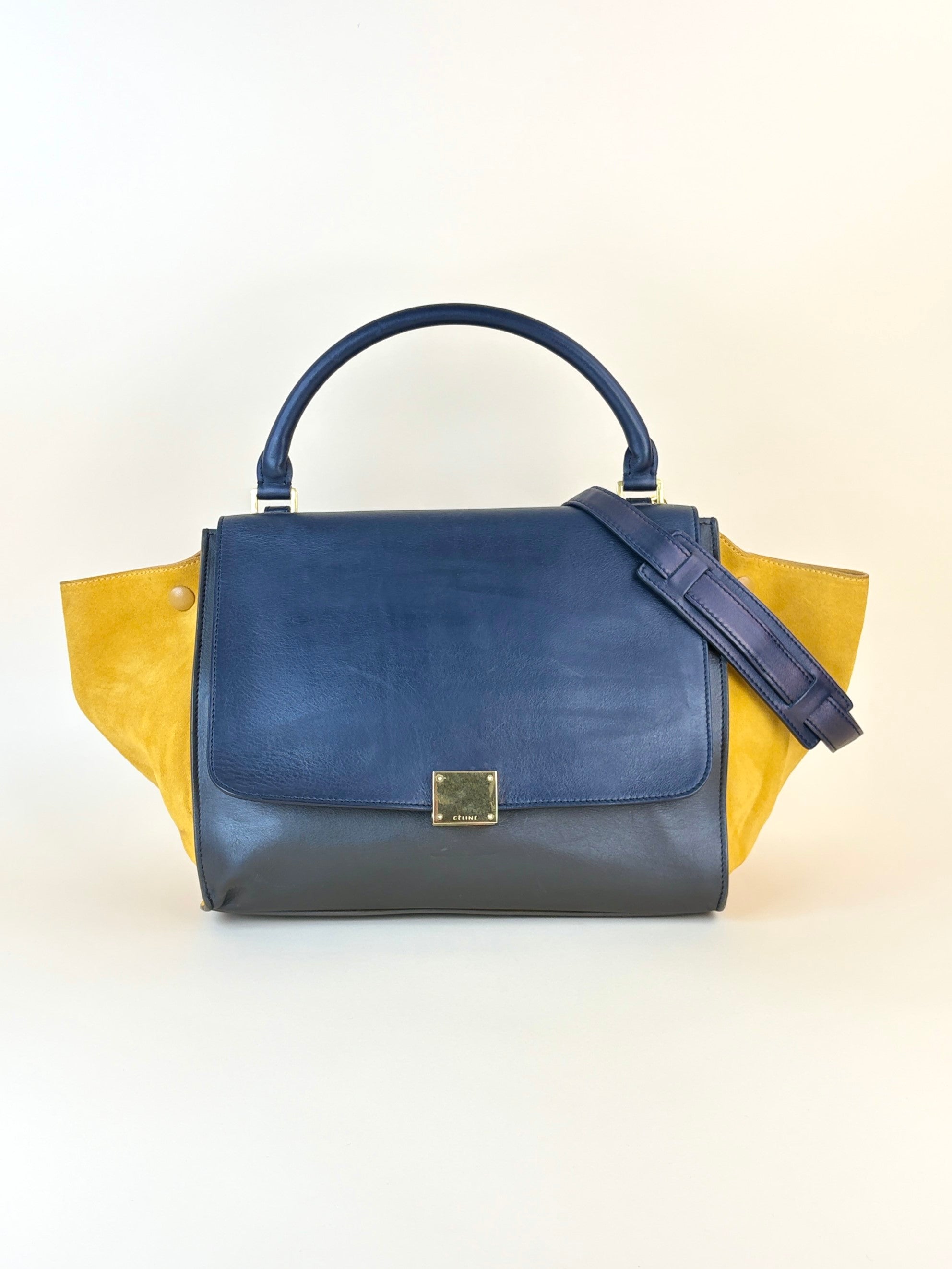 Celine calfskin and suede Tricolor Trapeze small