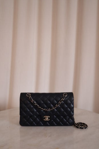 Chanel Navy Blue Double Flap Medium Bag