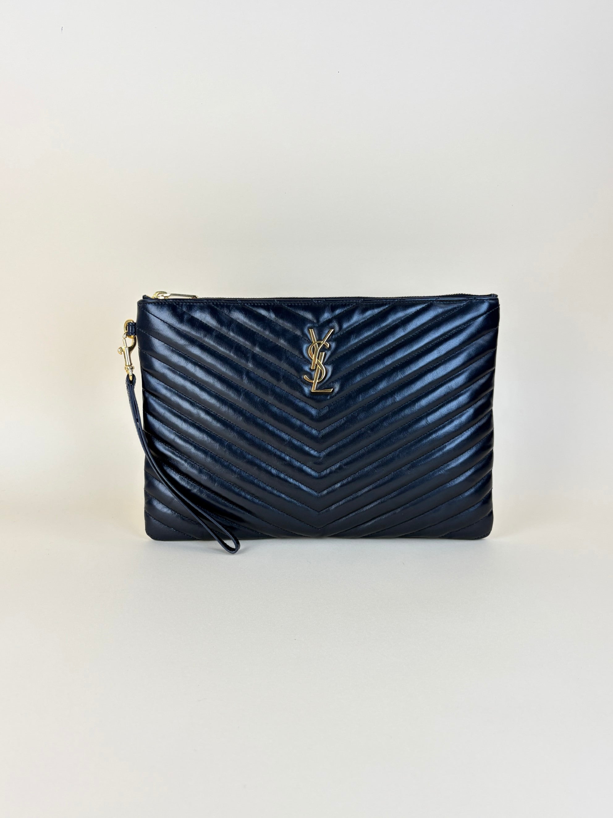 ysl black Cassandre tablet pouch