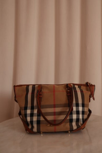 Burberry Brown House Check Bridle Tote Bag