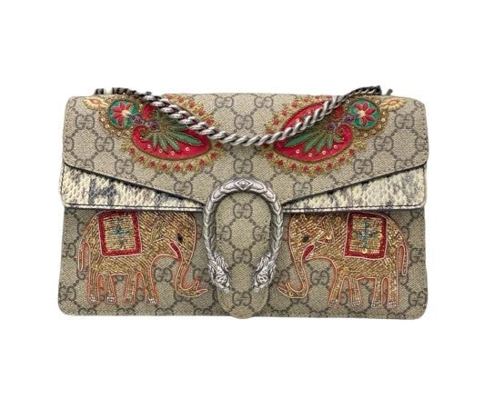 Gucci Multicolor GG Supreme Elephant Embroidered Dionysus Bag