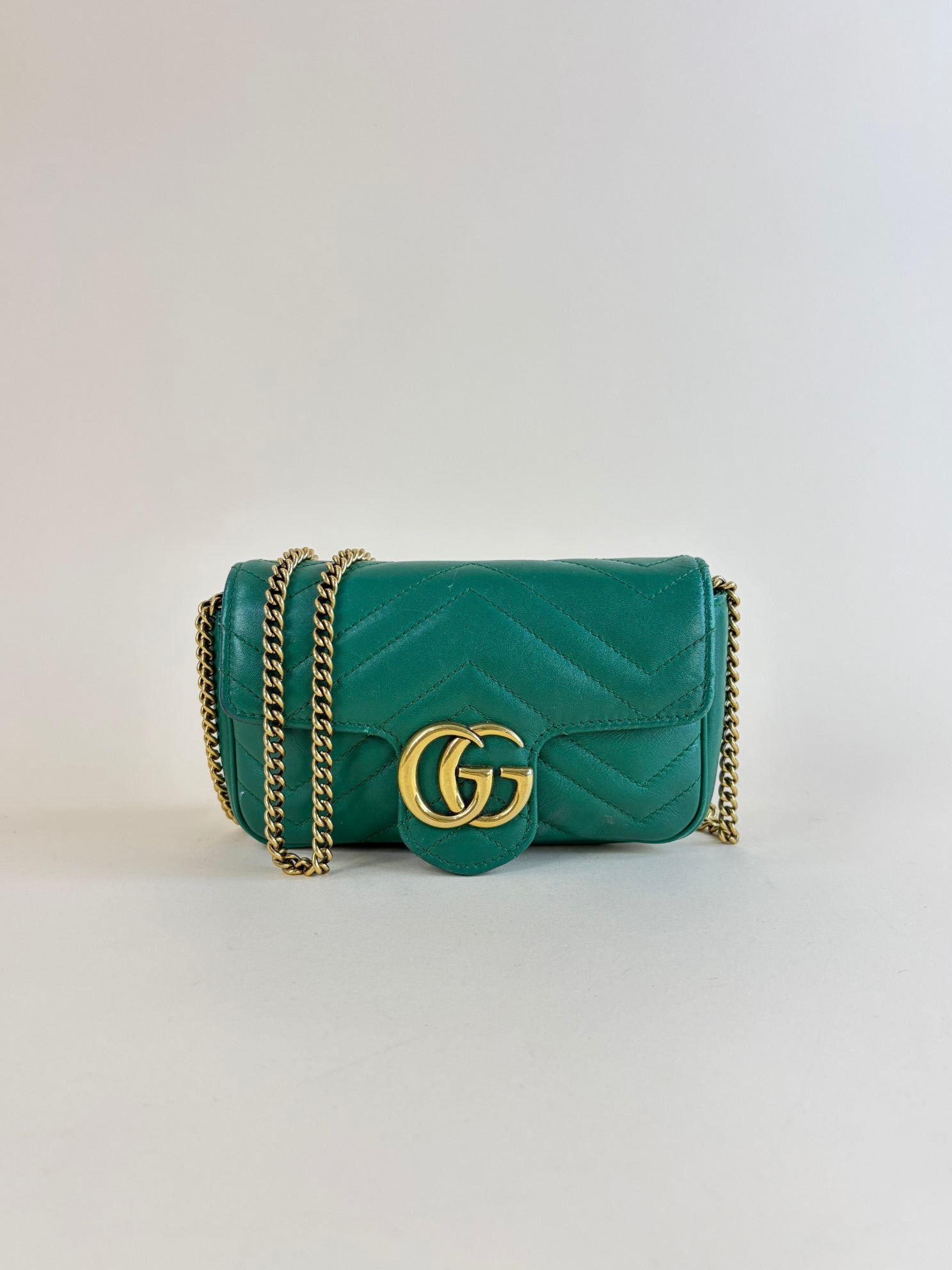 Gucci Green GG Marmont calfskin matelassé mini