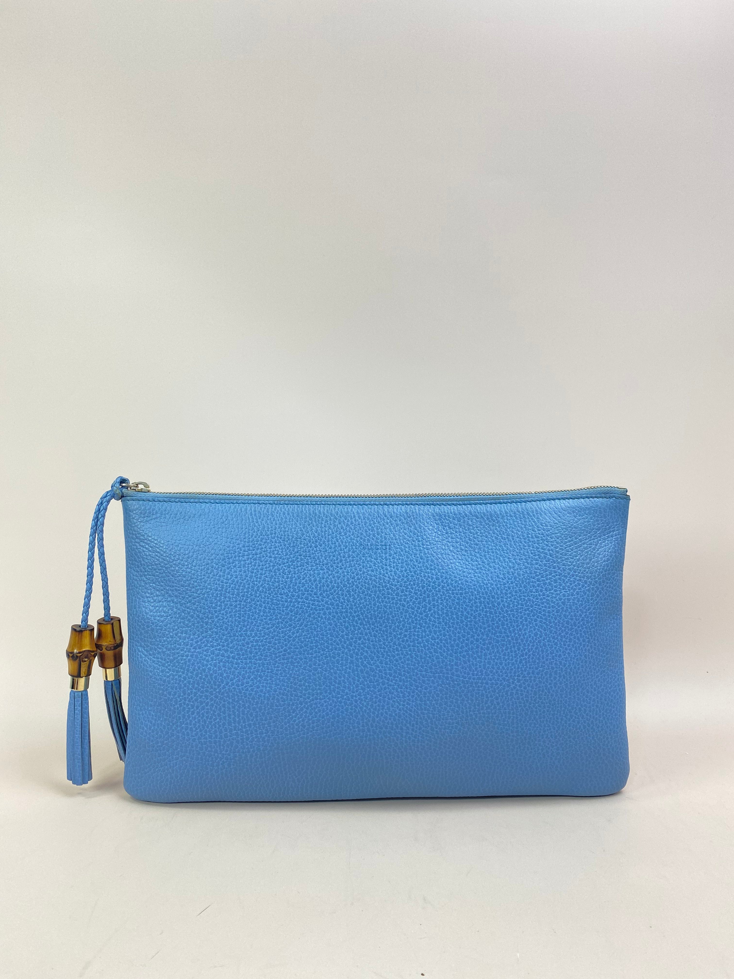 Gucci Blue Bamboo Clutch