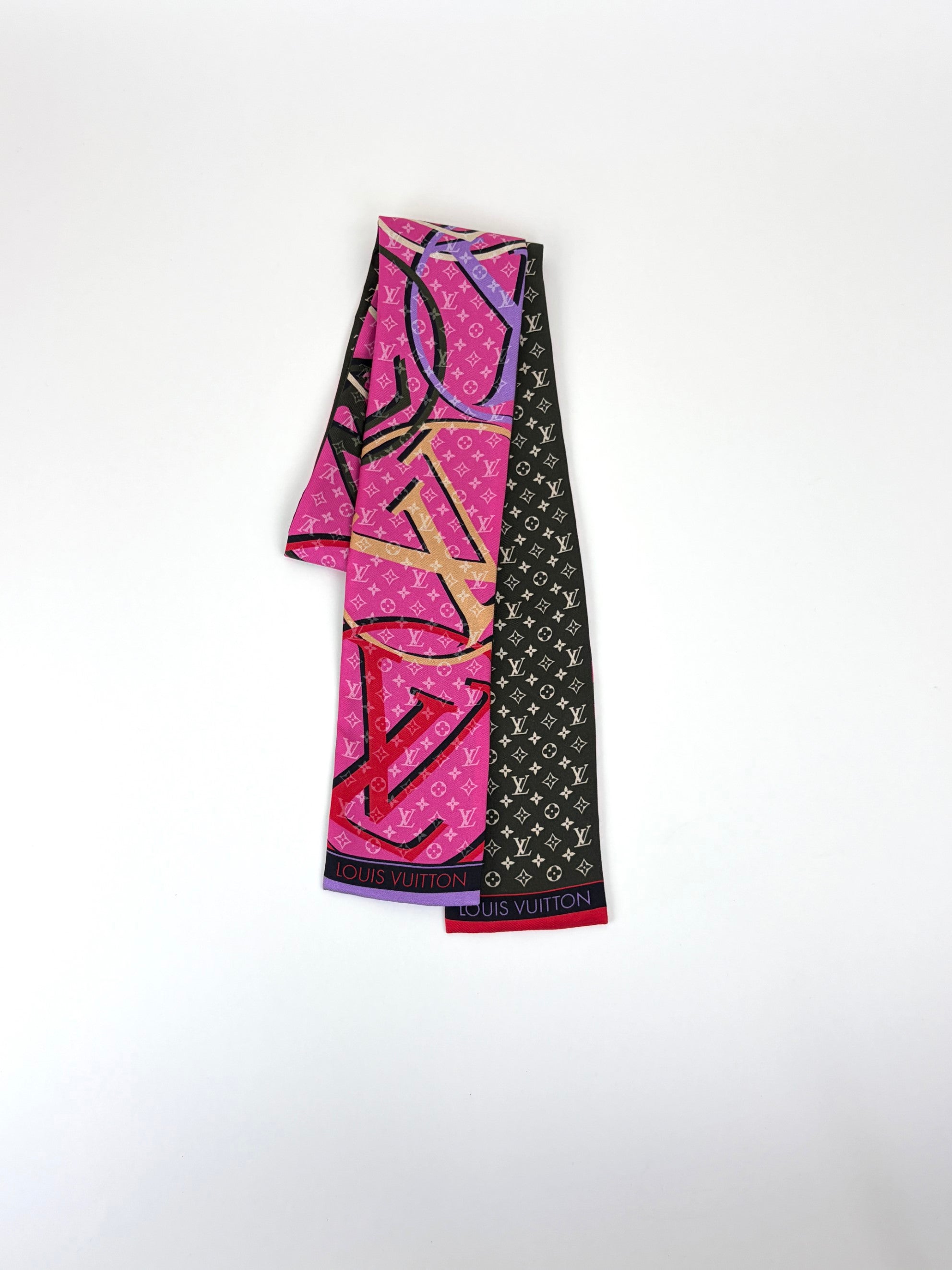 LOUIS VUITTON pink monogram planet silk bandeau twilly
